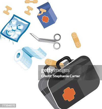 A first aid kit on a white background A first aid kit on a white background