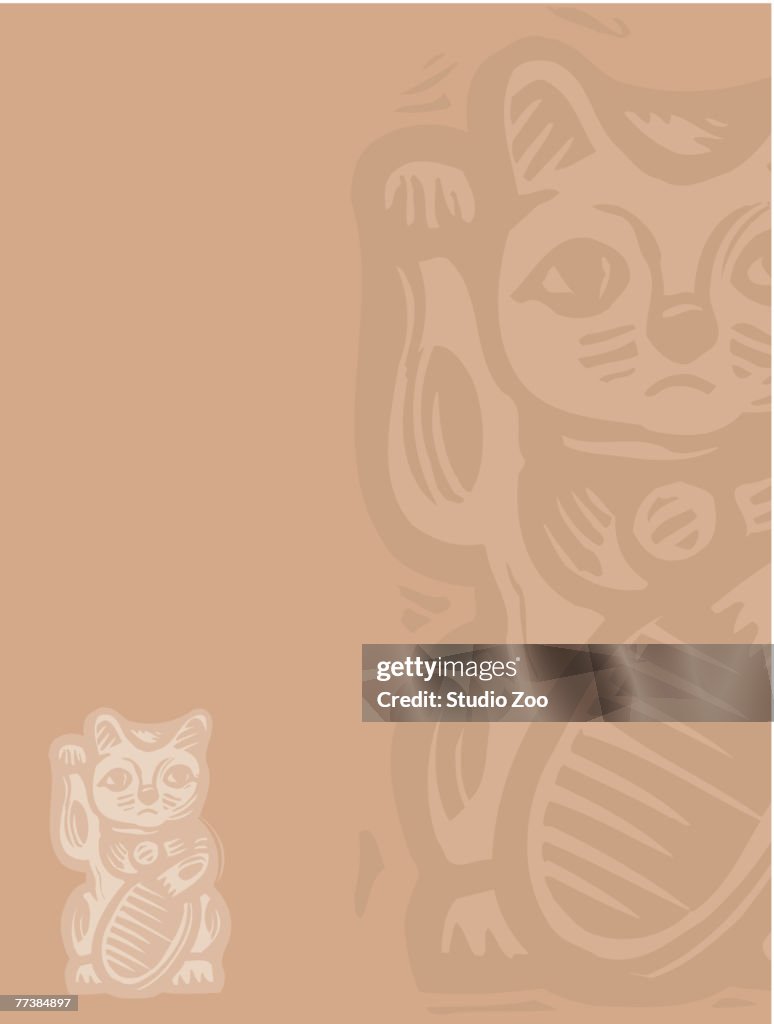 Lucky cat on beige