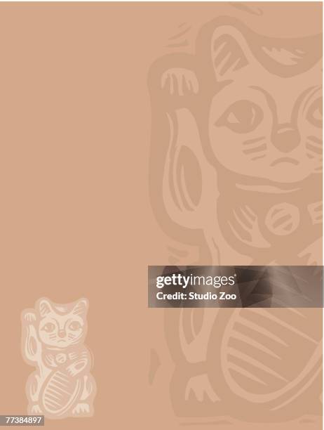 lucky cat on beige - ____ stock illustrations