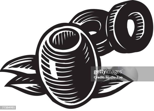 a black and white illustration of olives - fiber supplement stock illustrations