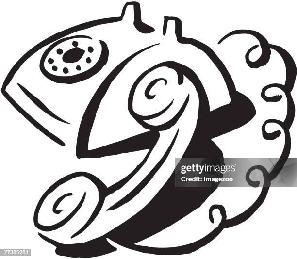 stockillustraties, clipart, cartoons en iconen met rotary dial phone b&w - rotary phone