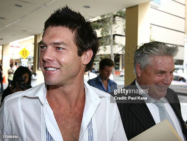 Former West Coast Eagles AFL player Ben Cousins arrives at Perth Magistrates Court after facing drug possession charges on October 18, 2007 in Perth,...