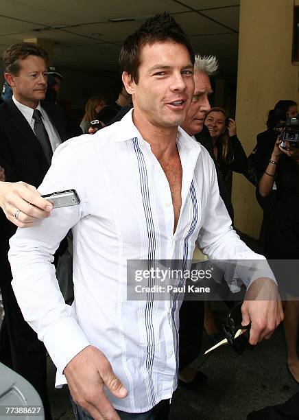 Former West Coast Eagles AFL player Ben Cousins leaves the Perth Magistrates Court after facing drug possession charges on October 18, 2007 in Perth,...