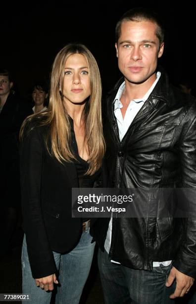 Jennifer Aniston and Brad Pitt attend the Palisades Pictures screening of "Going Upriver: The Long War of John Kerry" to kick off its college tour...