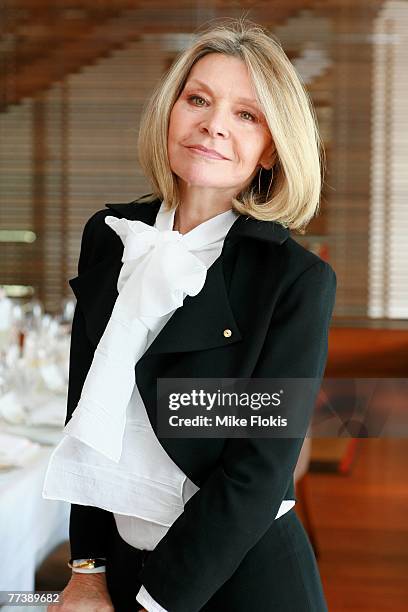 Fashion Designer Carla Zampatti attends the launch of the new Australia Post corporate uniform designed by Carla Zampatti at Aria Restaurant on...