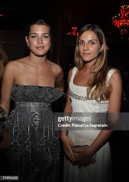Charlotte Casiraghi and Gaia Repossi attend the 'Unite For A Better World Gala Dinner' on September 2, 2007 at the Hotel de Paris in Monte Carlo,...