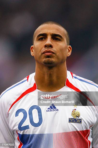 David Trezeguet of France looks on prior to the UEFA Euro 2008 Group B qualifying match between Scotland and France at Hampden Park on October 7,...