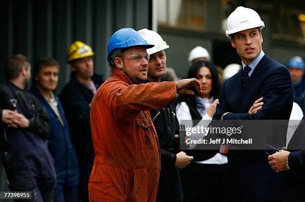 Prince William visits BAE Systems Surface Fleet Solutions, Scotstoun October 18, 2007 in Glasgow, Scotland.The Prince met with Royal Navy personnel...