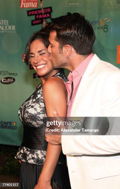 Liz Vega and Federico Diaz arrive at the Fama Awards on October 17, 2007 in Miami Beach, Florida.