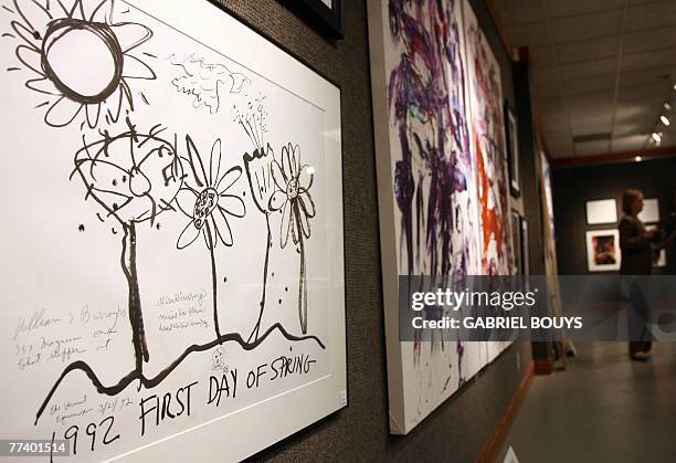 View of "1992 First day of Spring", ink, pencil and bullet holes on paper signed by Williams S. Burroughs and Allen Ginsberg, is displayed 18 October...