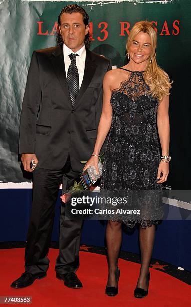 Leticia Sabater and her boyfriend attends the premiere of "Las 13 Rosas" on October 18, 2007 at Kinepolis cinema in Madrid, Spain.