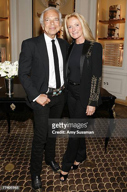 Designer Ralph Lauren and his wife Ricky Lauren attend the celebration of Ralph Lauren's 40th Anniversary at Bergdorf Goodman on October 18, 2007 in...