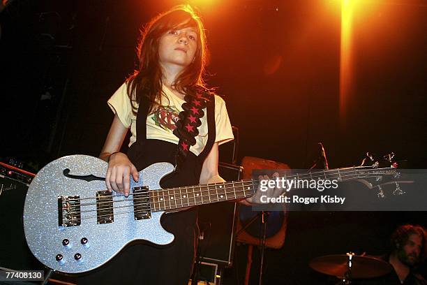 Singer/bassist Ada of Tiny Masters of Today performs onstage during CMJ Music Marathon at The Bowery Ballroom on October 18, 2007 in New York City.