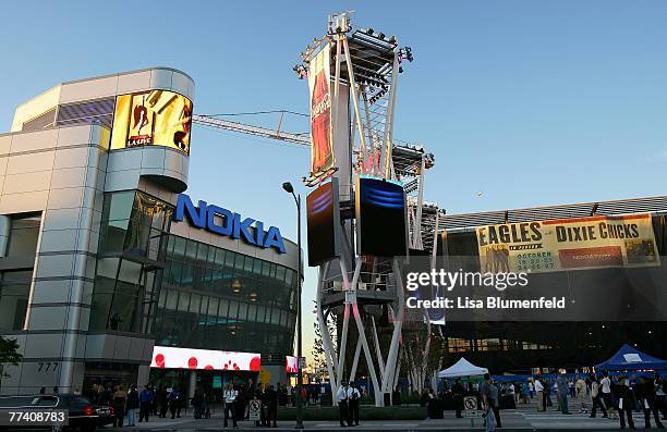 An exterior view of the new NOKIA Theatre on October 18, 2007 in Los Angeles, California.