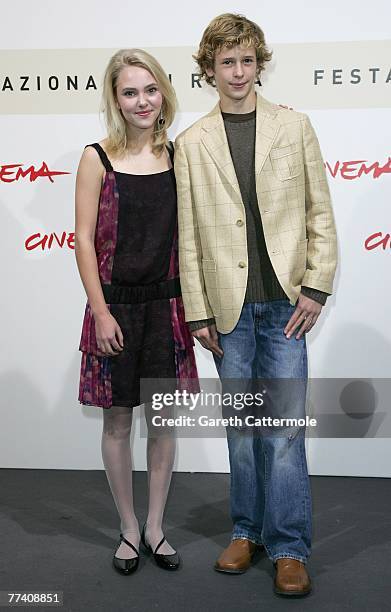 Anna Sophia Robb and Cayden Boyd attend the Have Dream Will Travel Photocall on day 2 of the 2nd Rome Film Festival on October 19, 2007 in Rome,...