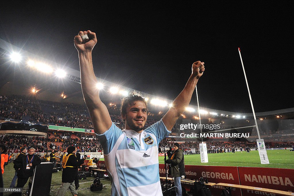 Argentina's fly-half Juan Martin Hernand