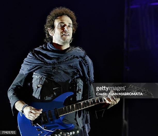 Gustavo Cerati of Argentina's rock group Soda Stereo performs during the first concert of the 2007 Tour "Me Veras volver" at the Monumental stadium...