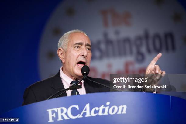 Actor Ben Stein speaks during the Family Research Council's 2007 Washington briefing October 19, 2007 in Washington, DC. The legislative action arm...