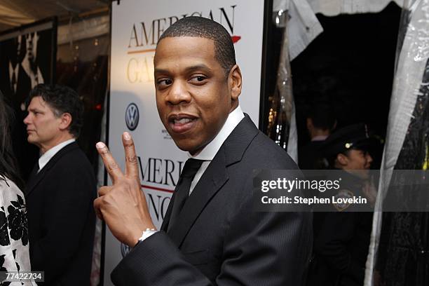 Rapper Jay Z attends the world premiere of American Gangster at the Apollo Theater on October 19, 2007 in New York City.