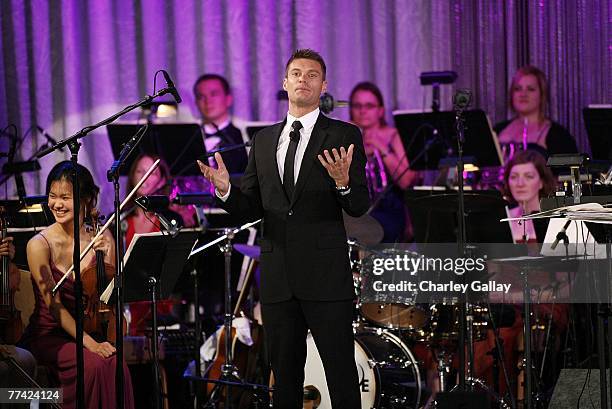 Television personality Ryan Seacrest hosts the 53rd Annual Young Musicians Foundation Gala, celebrating Merv Griffin, at the Beverly Hilton hotel on...