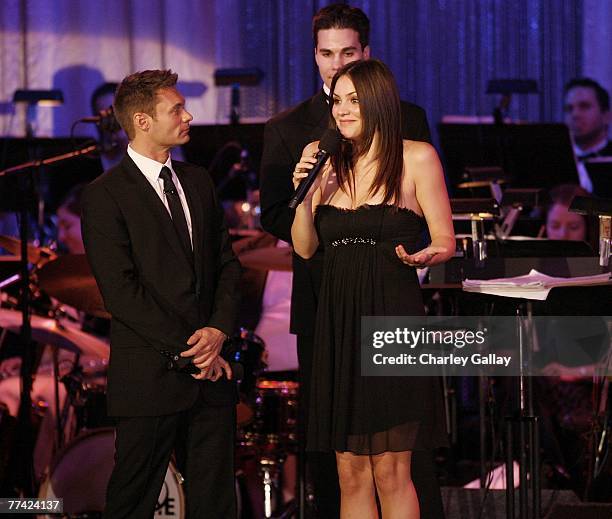 Singer Katharine McPhee and television personality Ryan Seacrest perform at the 53rd Annual Young Musicians Foundation Gala, celebrating Merv...