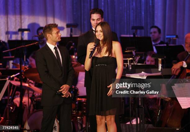 Singer Katharine McPhee and television personality Ryan Seacrest perform at the 53rd Annual Young Musicians Foundation Gala, celebrating Merv...