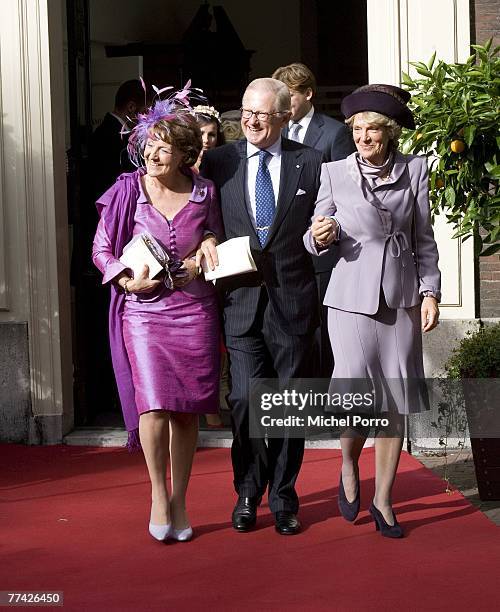 Dutch Princess Irene , Princess Margriet and her husband Pieter van Vollenhoven leave the Kloosterkerk after Dutch Princess Ariane's christening...