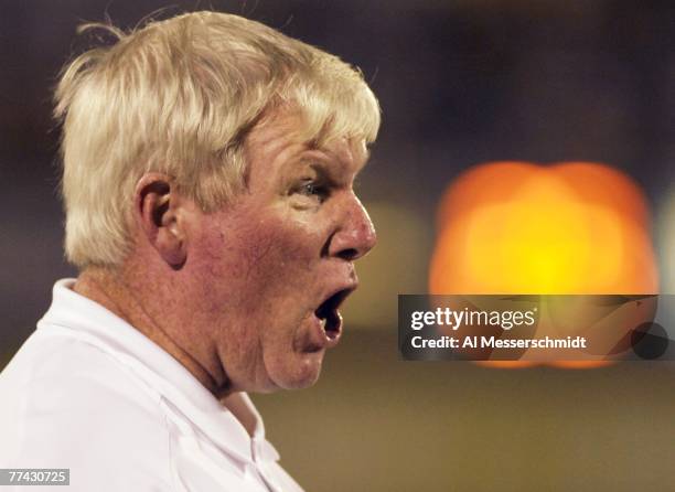 Coach George O'Leary of the University of Central Florida Golden Knights directs play against the Tulsa Golden Hurricane at Bright House Stadium on...