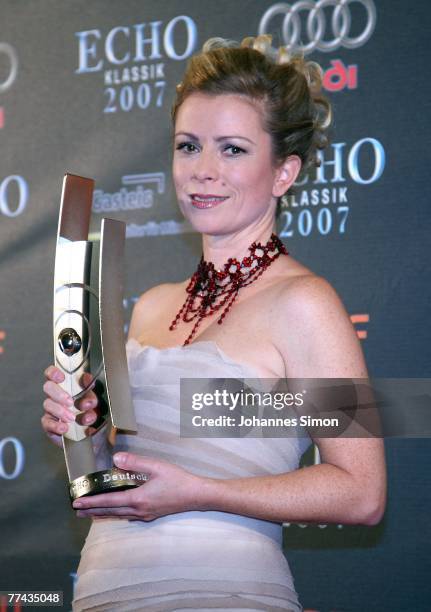 Singer Christine Schaefer poses during the Echo Klassik Award at Gasteig Kulturzentrum on October 21, 2007 in Munich, Germany.