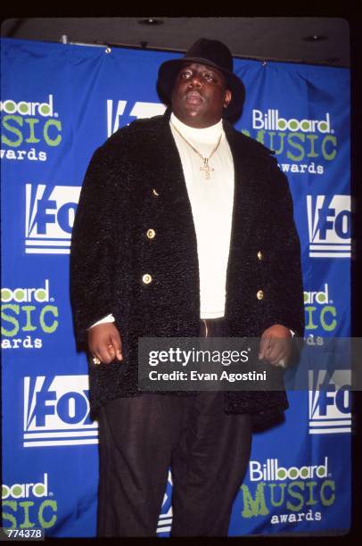 Rapper Notorious B.I.G. Stands at the 1995 Billboard Music Awards December 6, 1995 in New York City. The awards honor the year's number one musical...
