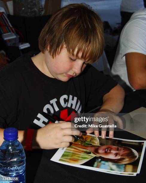 Actor Angus T. Jones signs autographs at the Camp Ronald McDonald For Good Times 15th Annual Family Halloween Carnival at Wadsworth Theater/VA...