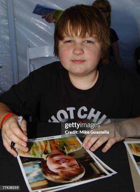 Actor Angus T. Jones signs autographs at the Camp Ronald McDonald For Good Times 15th Annual Family Halloween Carnival at Wadsworth Theater/VA...