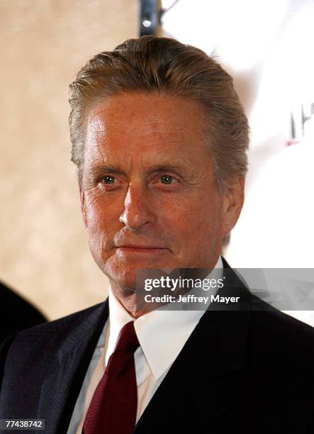 Actor Michael Douglas arrives at "A Fine Romance" To Benefit The Motion Picture & Television Fund at Sony Pictures Studios on October 20, 2007 in...