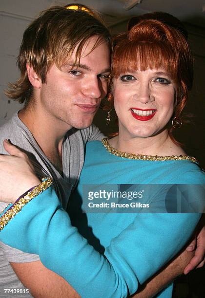 Actor Van Hansis and Actor/Playwright Charles Busch before the Opening Night celebration for "Die Mommie Die!" at New World Stages on October 21,...