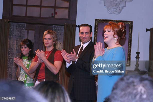 Actors Ashley Morris, Van Hansis, Chris Hoch and Charles Busch at the Opening Night curtain call for "Die Mommie Die!" at New World Stages on October...