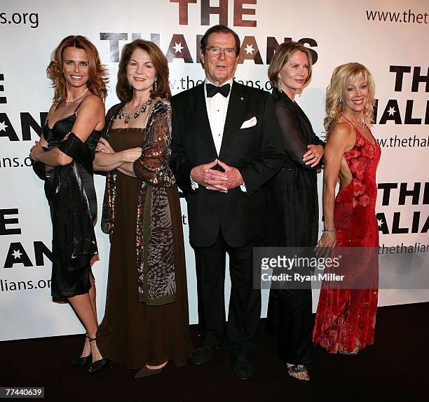 Bond Girls Serena Scott Thomas, Lois Chiles, Honoree Sir Roger Moore, Maud Adams and Lynn Holly Johnson during the Thalians 52nd Anniversary Gala...