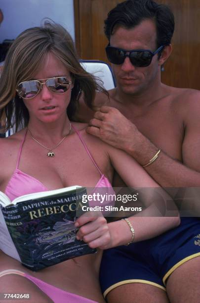 American model and fashion designer, Cheryl Tiegs and her husband, photographer Peter Beard, on the island of Turks and Caicos Islands in the West...