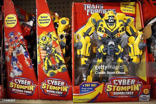 Transformer toy made by Hasbro is offered for sale at a Toys R Us store October 22, 2007 in Chicago, Illinois. Hasbro today reported a 62 percent...