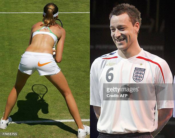 Photo combination shows Slovakian tennis player Daniela Hantuchova wearing a pair of shorts with a Nike logo and England and Chelsea footballer John...