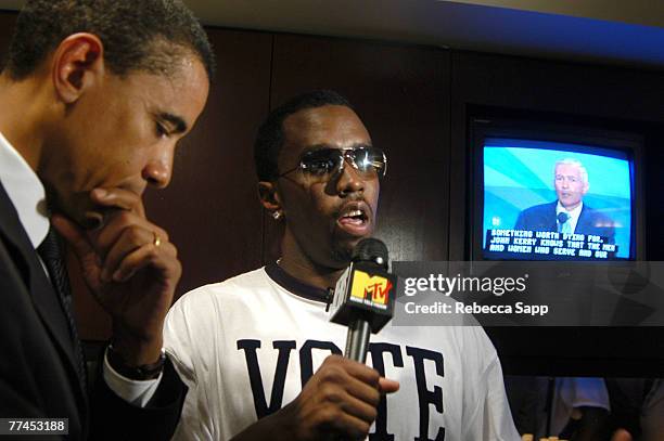 Senate Candidate for Illinois Barack Obama and Sean "P. Diddy" Combs