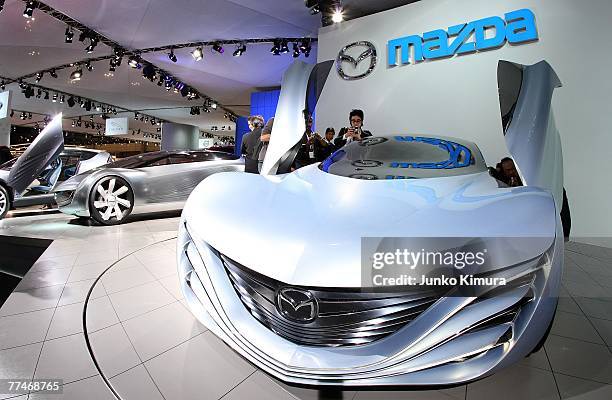 Mazda's concept car "Taiki" is revealed to the press during the 40th Tokyo Motor Show at Makuhari Messe, on October 24, 2007 in Chiba Prefecture,...