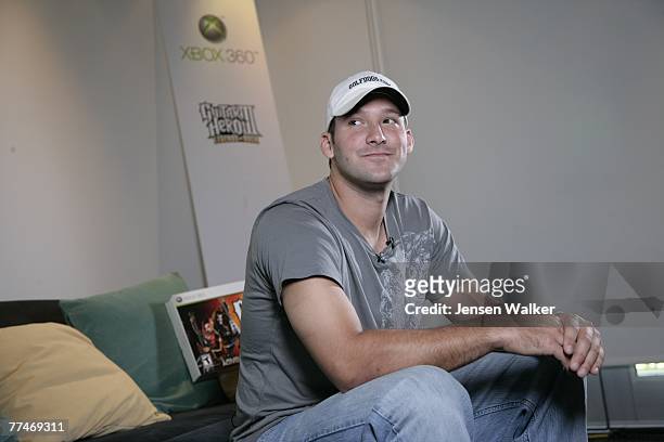 Dallas Cowboys quarterback Tony Romo looks on at Terence Newman's home October 23, 2007 in Dallas, Texas.