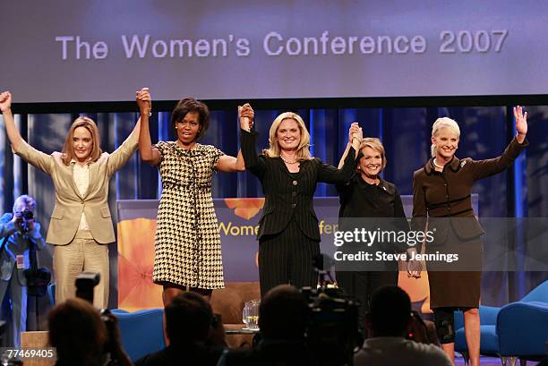 Jeri Thompson, Michelle Obama, Ann Romney, Elizabeth Edwards and Cindy Hensley McCain attend a "Conversation with Presidential Spouses" discussion at...