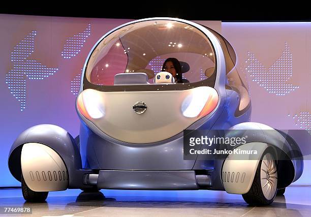 Nissan's concept car Pivo 2 is introduced during the press day of the 40th Tokyo Motor Show at Makuhari Messe, on October 24, 2007 in Chiba...