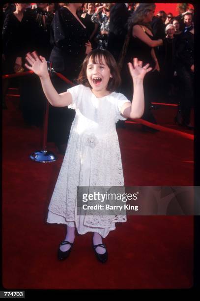 Actress Mara Wilson gestures at the sixty-seventh Academy Awards March 27, 1995 in Los Angeles, CA. After nearly three-quarters of a century of...