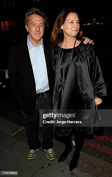 Dustin Hoffman and wife Lisa Hoffman arrive to the Lisa Hoffman Bath And Shower Range Launch Party at Harvey Nichols on October 23, 2007 in London,...