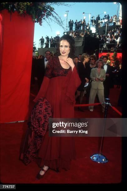 Actress Andie MacDowell stands at the sixty-seventh Academy Awards March 27, 1995 in Los Angeles, CA. After nearly three-quarters of a century of...