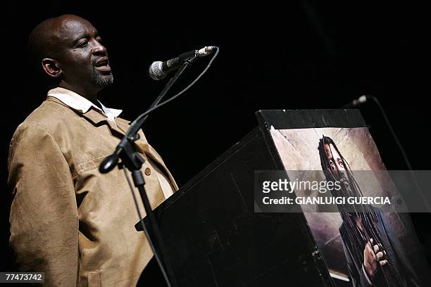 Joe Dube, brother of South african reggae musician Lucky Dube, murdered last week in an attempted hijacking, gives his remarks, 24 October 2007,...