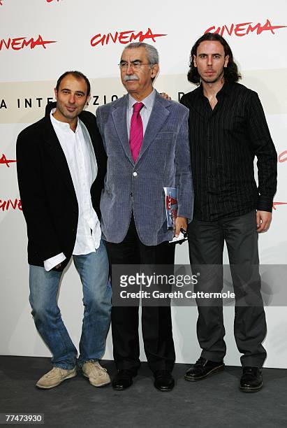 Director Franco Fracassi, author Giulietto Chiesa and director Francesco Trento attend a photocall for 'Zero: Inchiesta Sull' 11 Settembre' during...