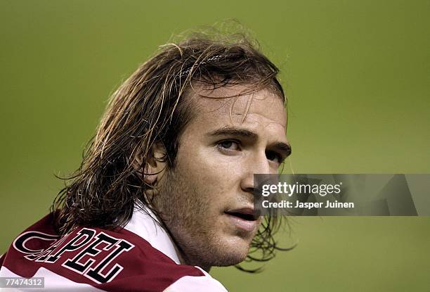 Diego Capel of Sevilla looks on during the UEFA Champions League Group H match between Sevilla and Steaua Bucharest at the Ramon Sanchez-Pizjuan...